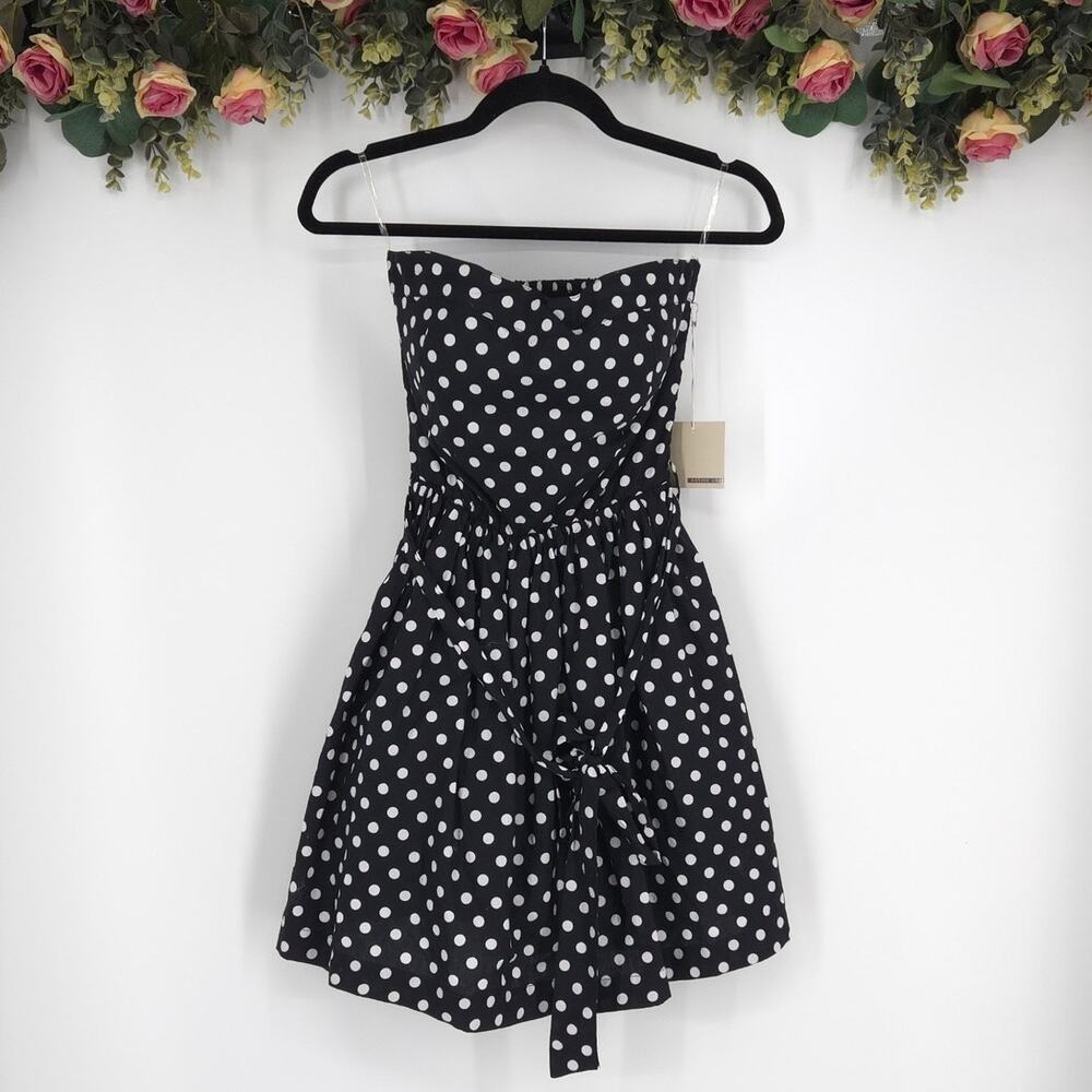 Active USA Strapless Black and White Polka Dot Dress Size Small NWT